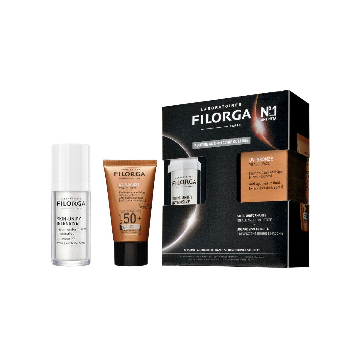 FILORGA ROUTINE ANTI-MACCHIE CUTANEE - SIERO SKIN UNIFY INTENSIVE DA 30 ML + UV-BRONZE FACE SPF50+ DA 40 ML