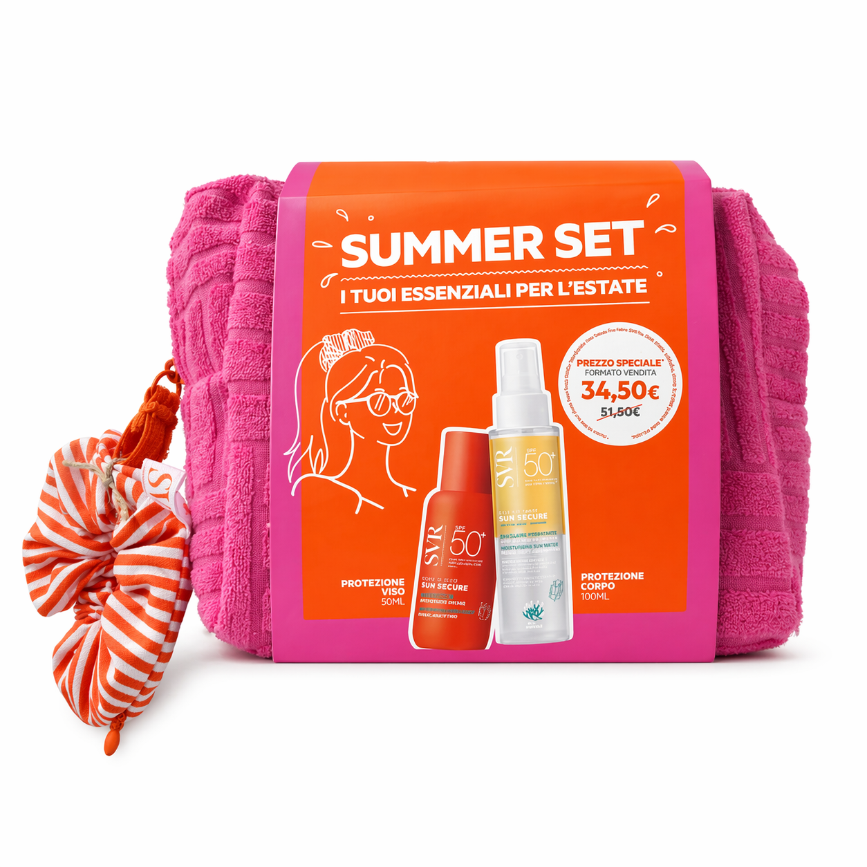 SUN SECURE SUMMER SET PROTEZIONE SOLARE VISO+CORPO: AQUA FLUIDE 50ML + EAU SOLAIRE 100ML