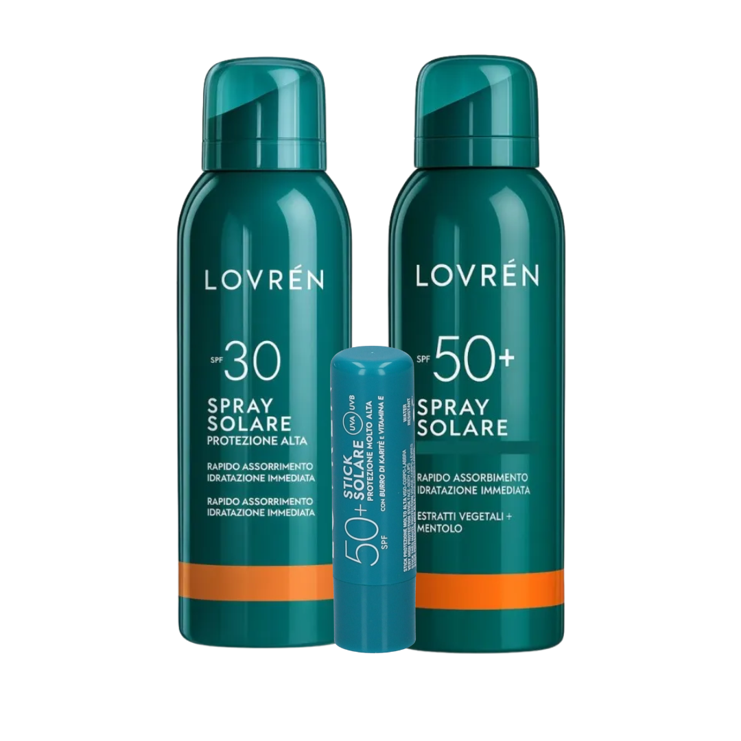 BOX SOLARE LOVRÉN PROTEZIONE COMPLETA SPF50+ & SPF30 + STICK ZONE SENSIBILI