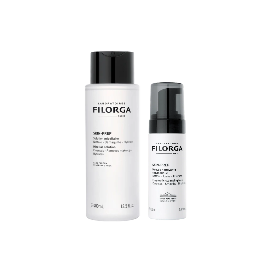 FILORGA SKIN-PREP COMBO DETERSIONE VISO: ACQUA MICELLARE STRUCCANTE 400 ML + MOUSSE DETERGENTE ENZIMATICA 150 ML