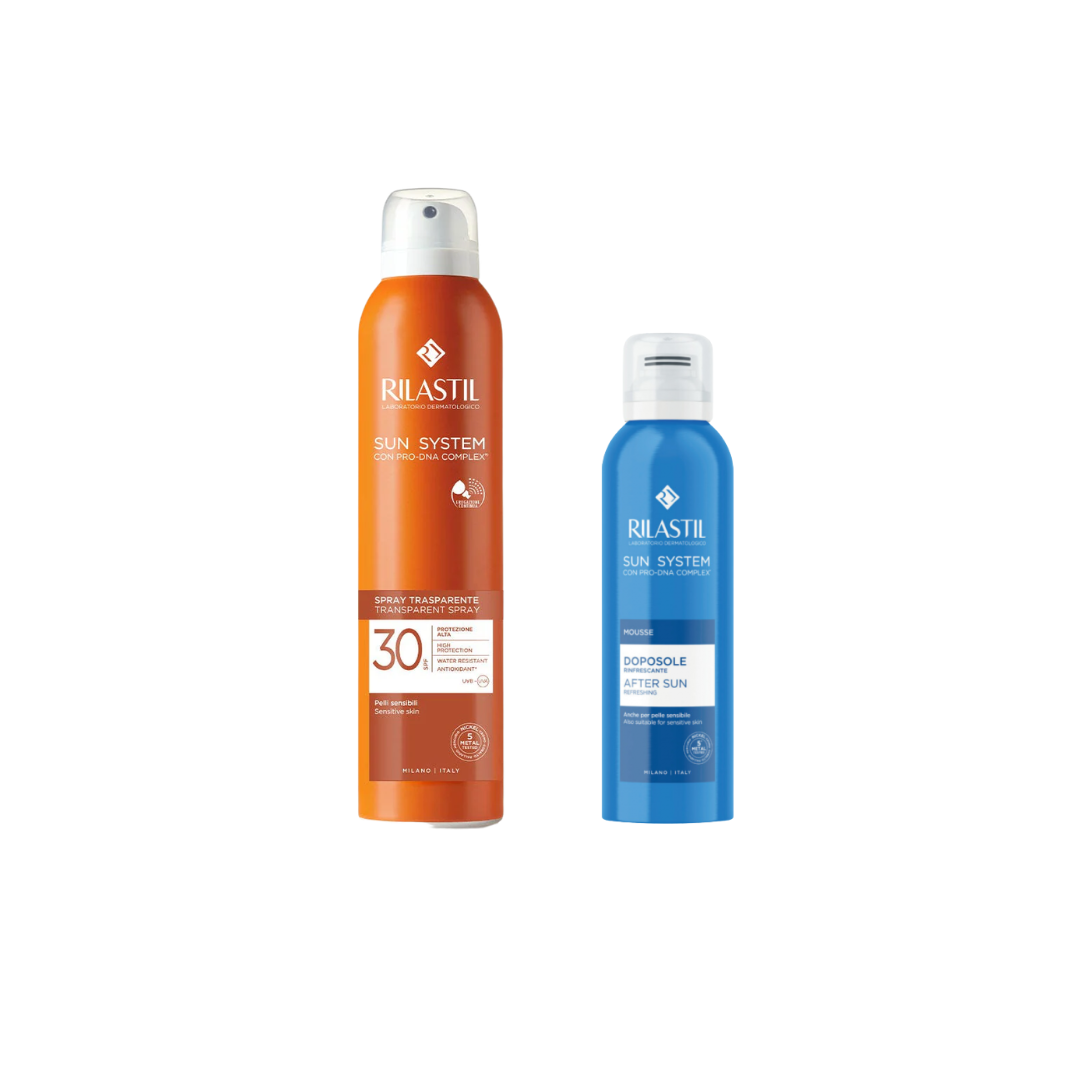 RILASTIL SUN SYSTEM SPRAY TRANSPARENTE SPF30 200ML + MOUSSE DOPOSOLE IN OMAGGIO