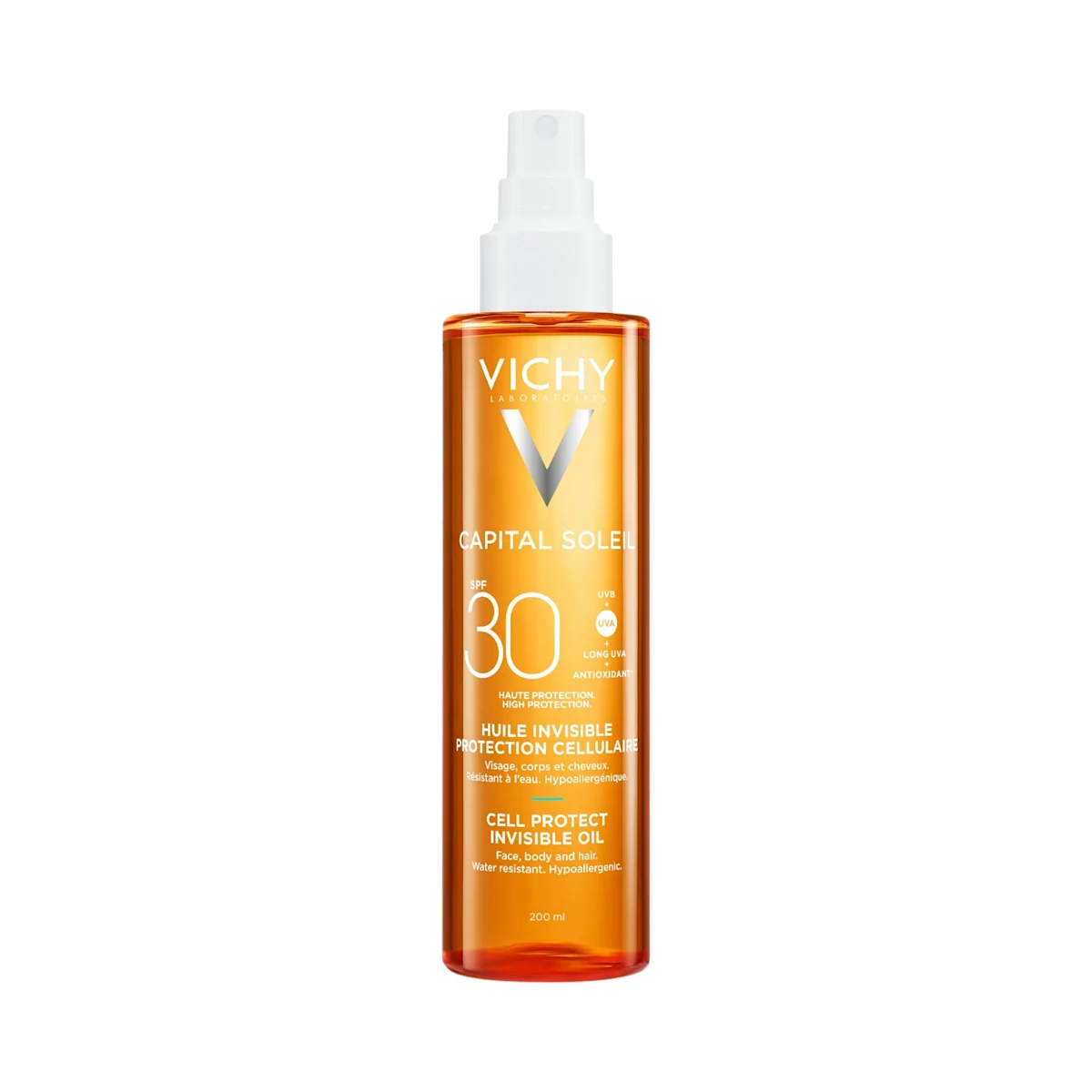 VICHY CAPITAL SOLEIL - CELL PROTECT OLIO INVISIBILE SPF30 OLIO SOLARE ALTA PROTEZIONE VISO CORPO CAPELLI 200ML